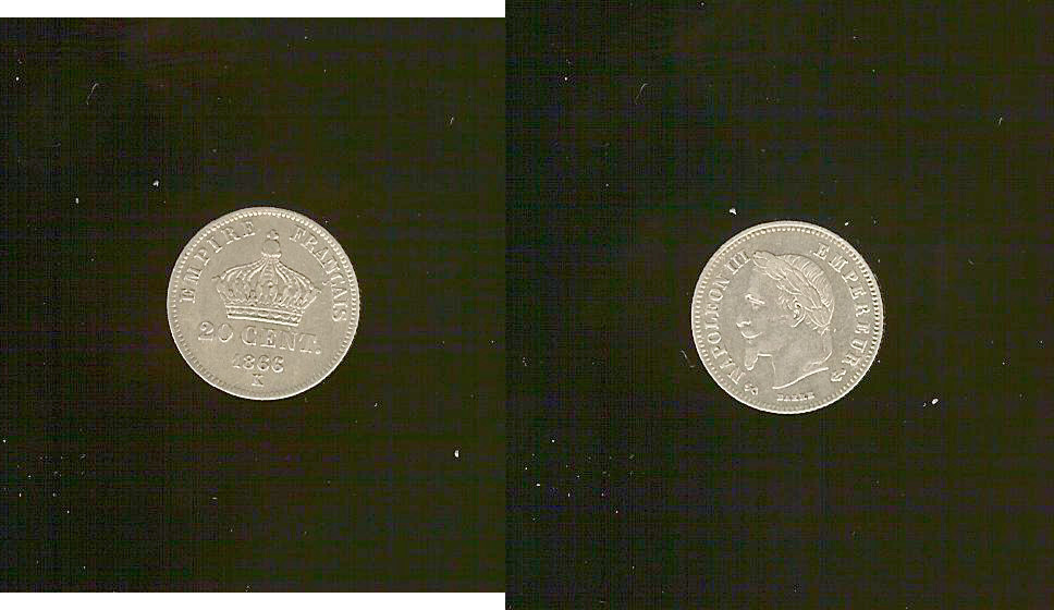 20 centimes Napoleon III 1866K EF